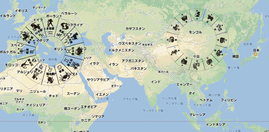 カレンダー：干支と十二星座