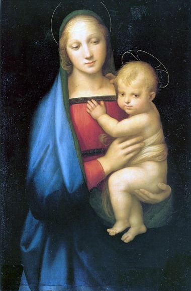聖母マリアは赤の下衣に青のマント